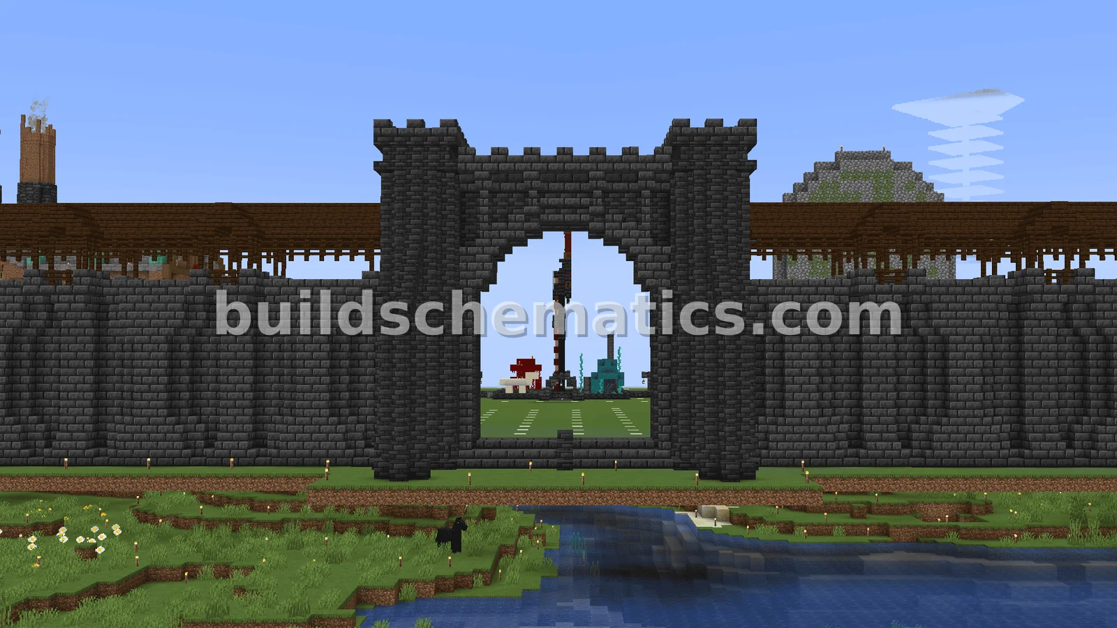 Medieval Deepslate And Dark Oak Wood Wall